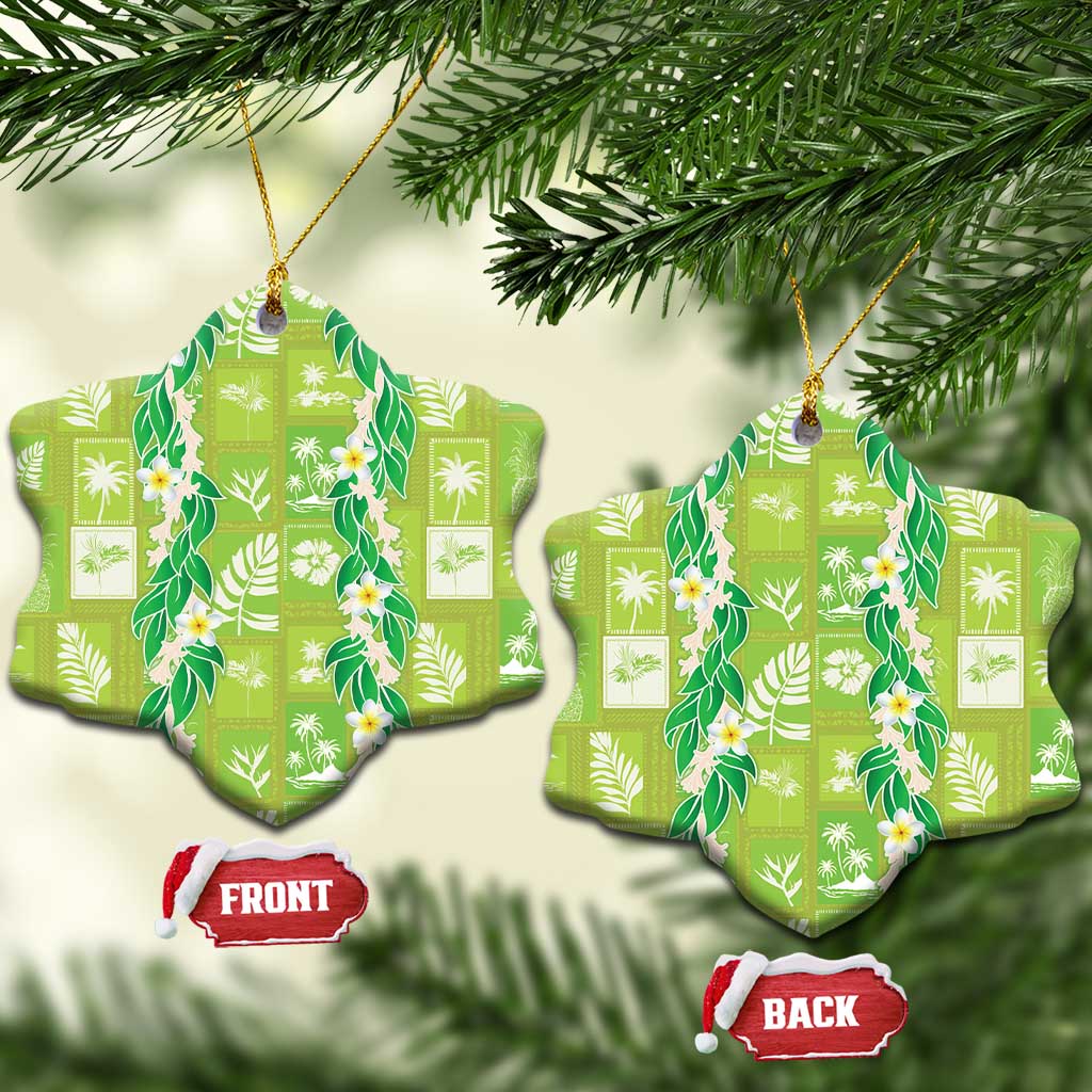 Aloha Hawaii Tuberose Lei Ceramic Ornament Tropical Vibes Green Color - Polynesian Pride