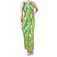 Aloha Hawaii Tuberose Lei Family Matching Tank Maxi Dress and Hawaiian Shirt Tropical Vibes Green Color LT14 Green - Polynesian Pride