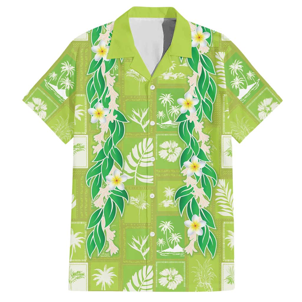 Aloha Hawaii Tuberose Lei Hawaiian Shirt Tropical Vibes Green Color LT14 Green - Polynesian Pride