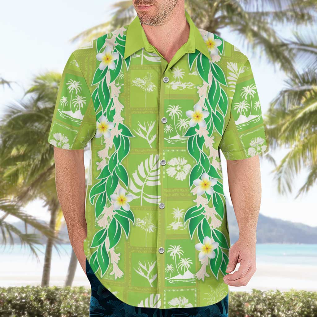 Aloha Hawaii Tuberose Lei Hawaiian Shirt Tropical Vibes Green Color LT14 - Polynesian Pride