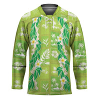 Aloha Hawaii Tuberose Lei Hockey Jersey Tropical Vibes Green Color LT14 Unisex Green - Polynesian Pride