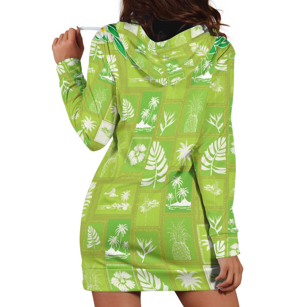 Aloha Hawaii Tuberose Lei Hoodie Dress Tropical Vibes Green Color LT14 - Polynesian Pride