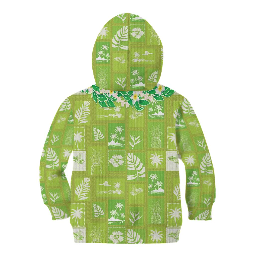 Aloha Hawaii Tuberose Lei Kid Hoodie Tropical Vibes Green Color - Polynesian Pride