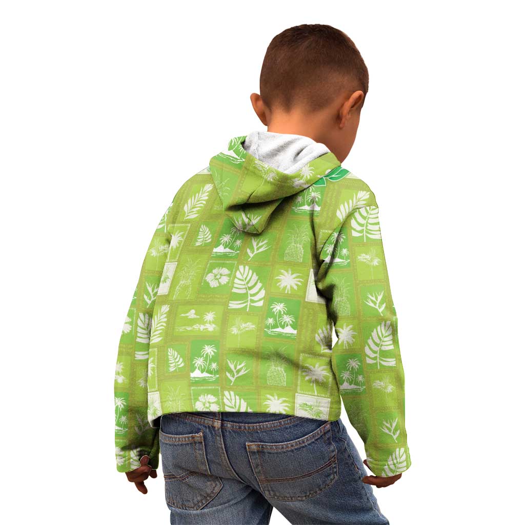 Aloha Hawaii Tuberose Lei Kid Hoodie Tropical Vibes Green Color - Polynesian Pride
