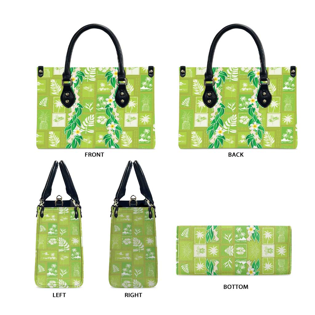 Aloha Hawaii Tuberose Lei Leather Bag Tropical Vibes Green Color - Polynesian Pride
