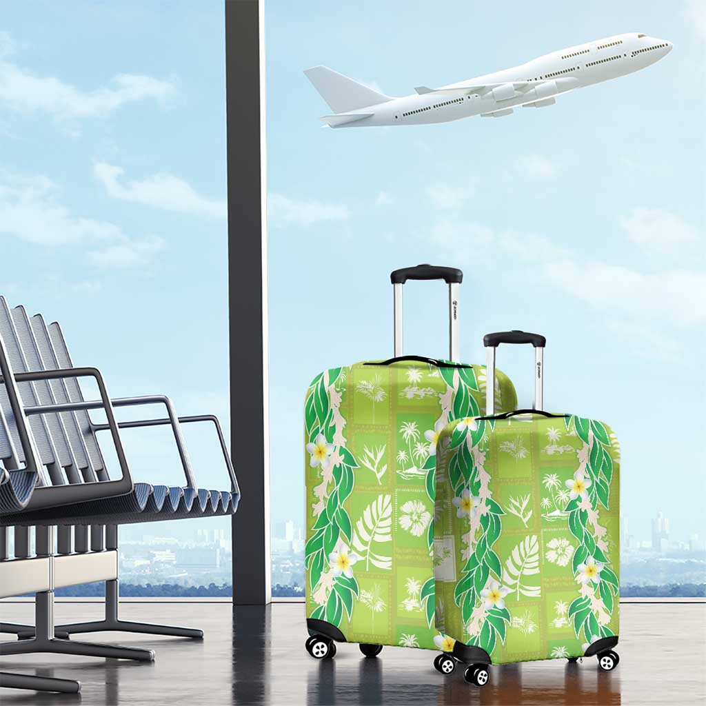 Aloha Hawaii Tuberose Lei Luggage Cover Tropical Vibes Green Color - Polynesian Pride