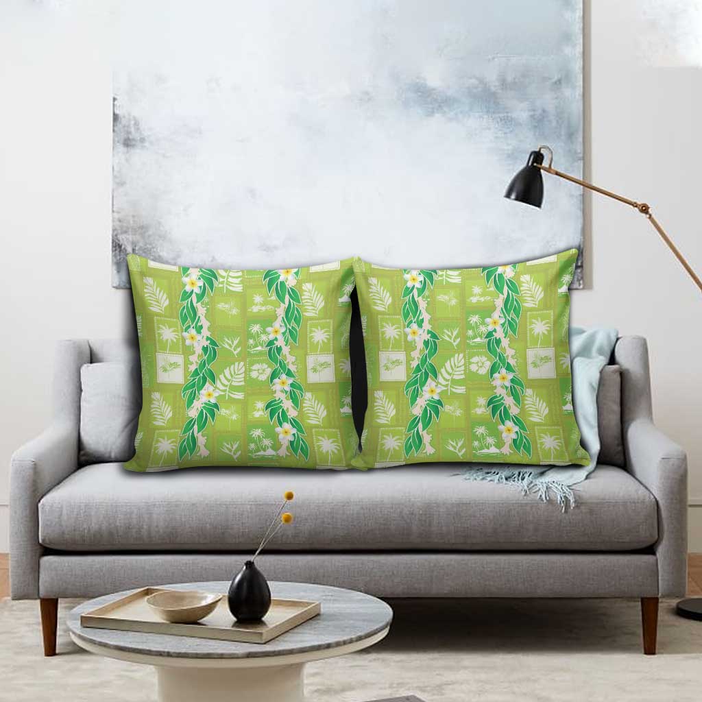 Aloha Hawaii Tuberose Lei Pillow Cover Tropical Vibes Green Color - Polynesian Pride