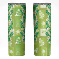 Aloha Hawaii Tuberose Lei Skinny Tumbler Tropical Vibes Green Color LT14 Green - Polynesian Pride