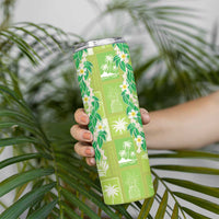 Aloha Hawaii Tuberose Lei Skinny Tumbler Tropical Vibes Green Color LT14 - Polynesian Pride