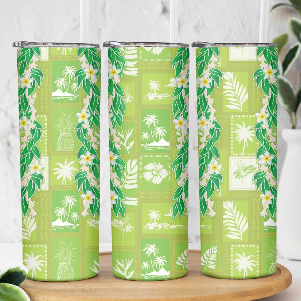 Aloha Hawaii Tuberose Lei Skinny Tumbler Tropical Vibes Green Color LT14 - Polynesian Pride