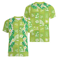 Aloha Hawaii Tuberose Lei Women V-Neck T-Shirt Tropical Vibes Green Color LT14 - Polynesian Pride