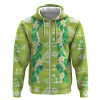Aloha Hawaii Tuberose Lei Zip Hoodie Tropical Vibes Green Color LT14 Zip Hoodie Green - Polynesian Pride