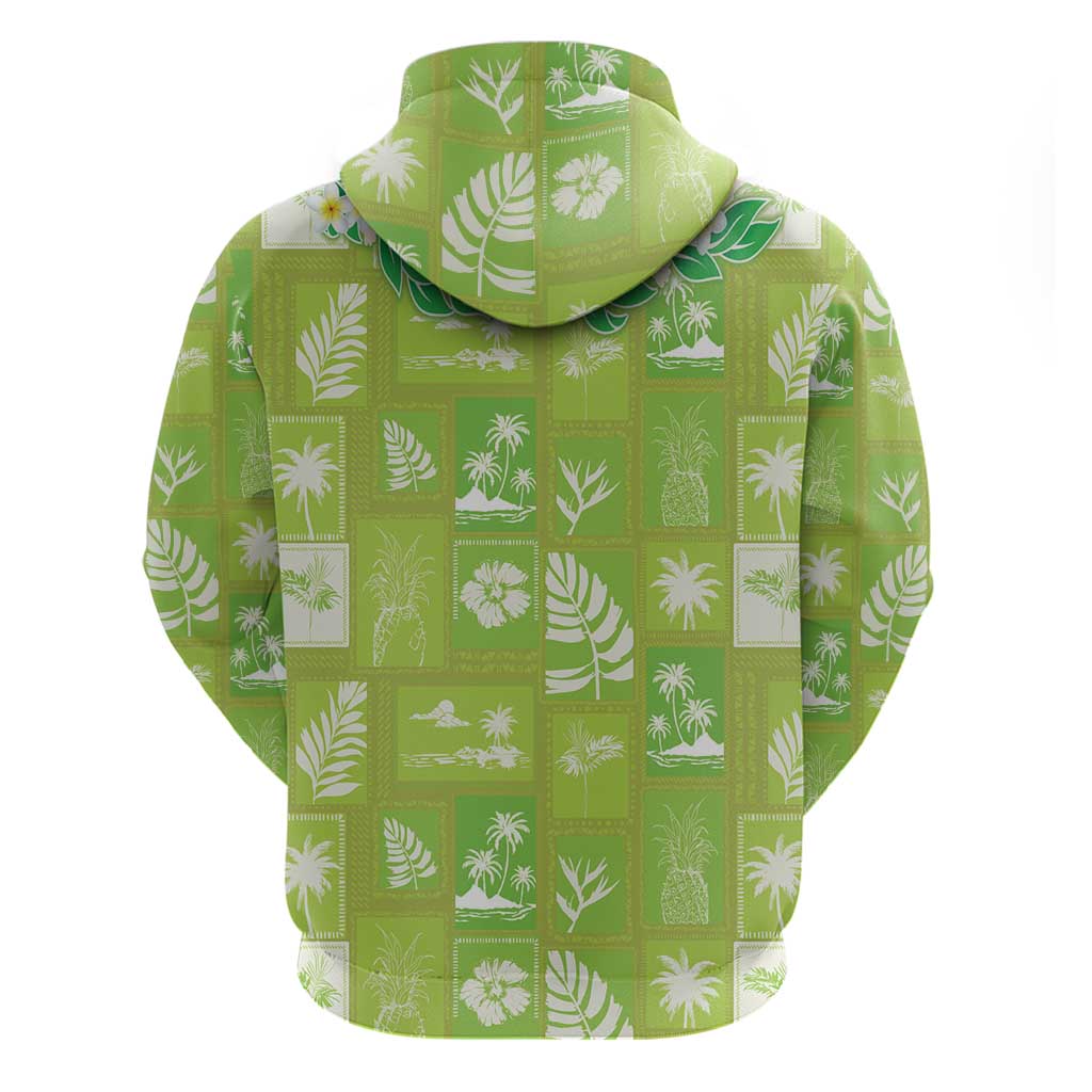 Aloha Hawaii Tuberose Lei Zip Hoodie Tropical Vibes Green Color LT14 - Polynesian Pride