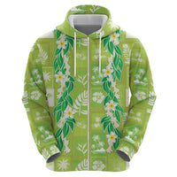 Aloha Hawaii Tuberose Lei Zip Hoodie Tropical Vibes Green Color LT14 - Polynesian Pride