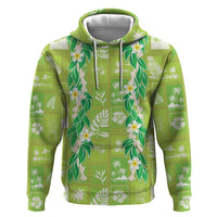 Aloha Hawaii Tuberose Lei Zip Hoodie Tropical Vibes Green Color LT14 Pullover Hoodie Green - Polynesian Pride