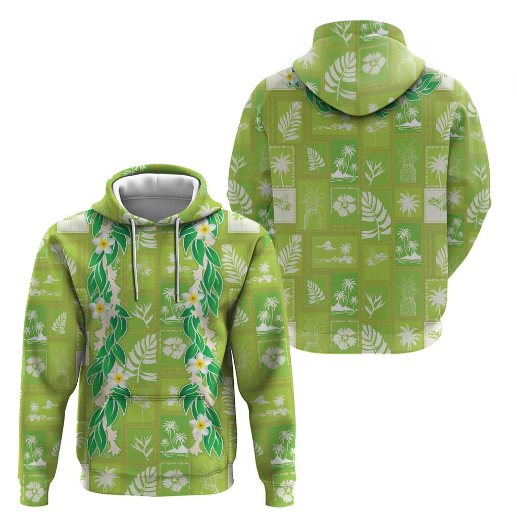 Aloha Hawaii Tuberose Lei Zip Hoodie Tropical Vibes Green Color LT14 - Polynesian Pride