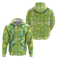 Aloha Hawaii Tuberose Lei Zip Hoodie Tropical Vibes Green Color LT14 - Polynesian Pride