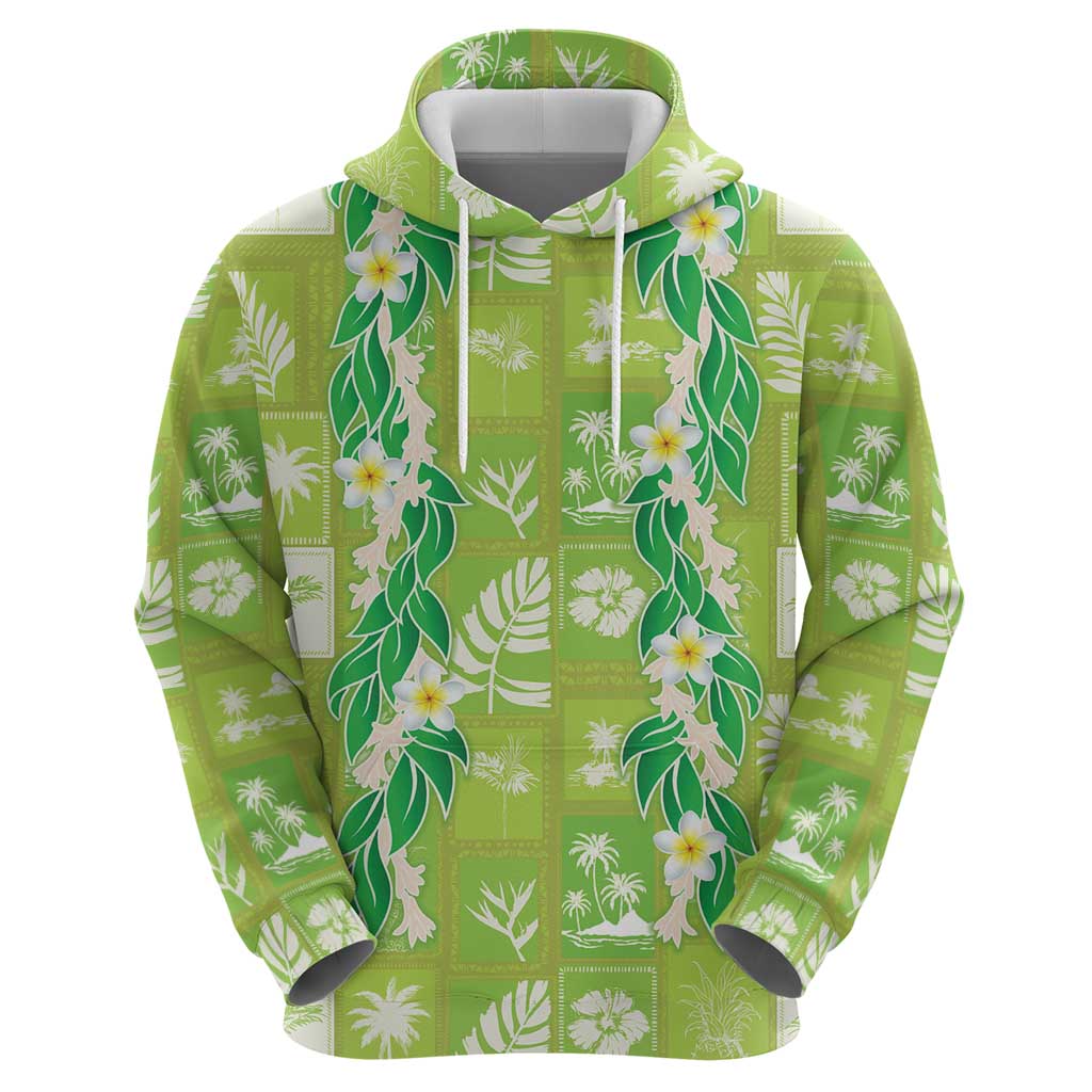 Aloha Hawaii Tuberose Lei Zip Hoodie Tropical Vibes Green Color LT14 - Polynesian Pride