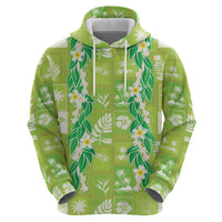 Aloha Hawaii Tuberose Lei Zip Hoodie Tropical Vibes Green Color LT14 - Polynesian Pride