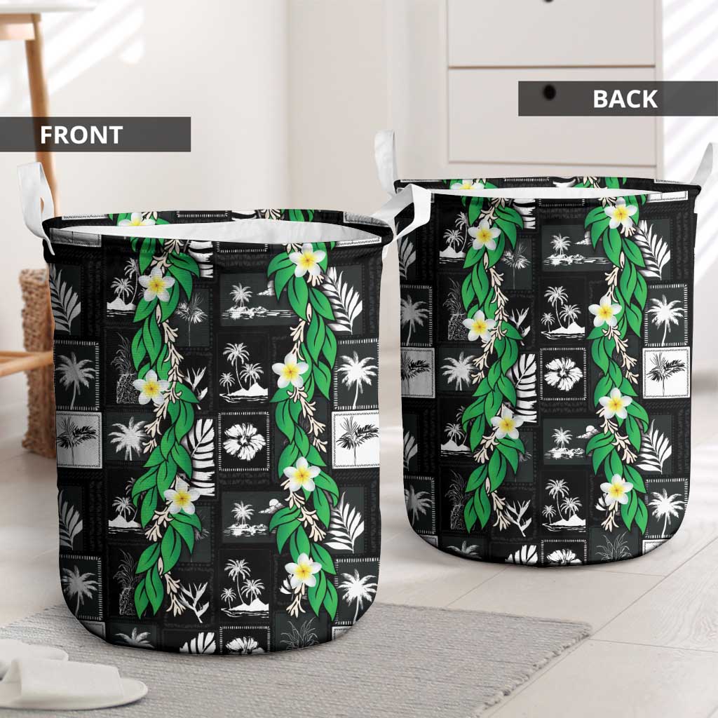 Aloha Hawaii Tuberose Lei Laundry Basket Tropical Vibes Black Color - Polynesian Pride