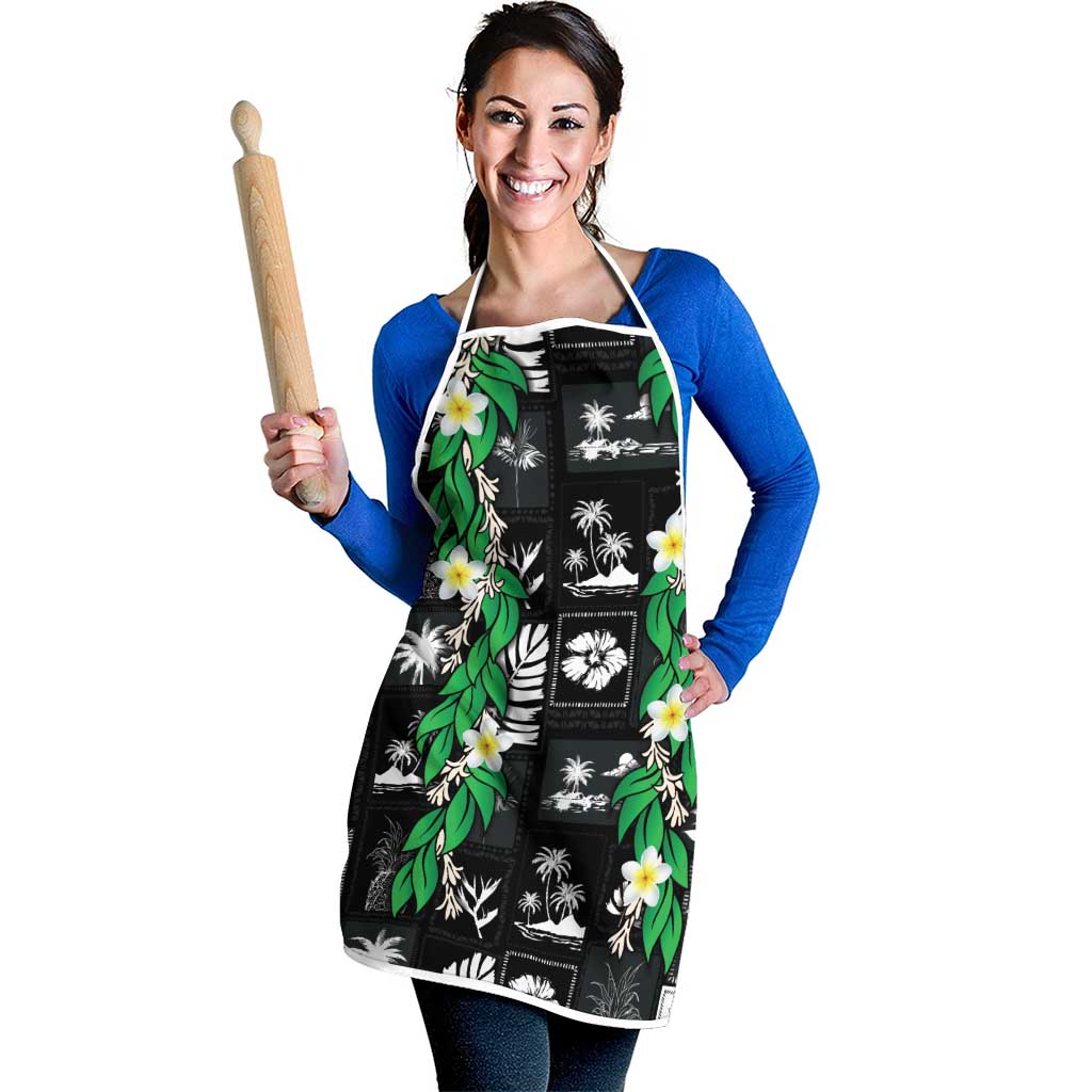 Aloha Hawaii Tuberose Lei Apron Tropical Vibes Black Color LT14 - Polynesian Pride