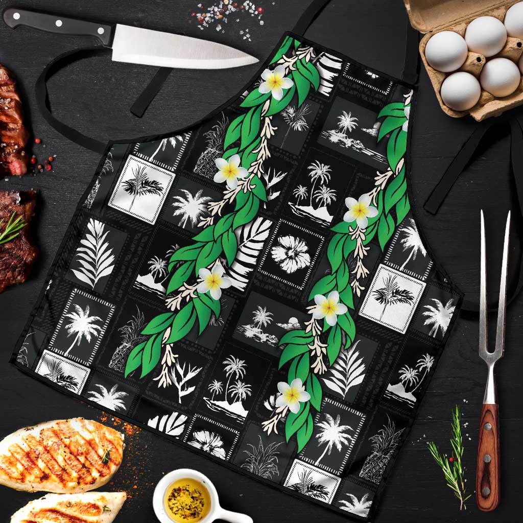 Aloha Hawaii Tuberose Lei Apron Tropical Vibes Black Color LT14 Black - Polynesian Pride
