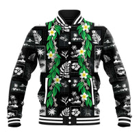Aloha Hawaii Tuberose Lei Baseball Jacket Tropical Vibes Black Color LT14 Unisex Black - Polynesian Pride