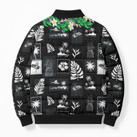Aloha Hawaii Tuberose Lei Bomber Puffer Jacket Tropical Vibes Black Color LT14 - Polynesian Pride