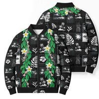 Aloha Hawaii Tuberose Lei Bomber Puffer Jacket Tropical Vibes Black Color LT14 - Polynesian Pride