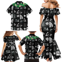 Aloha Hawaii Tuberose Lei Family Matching Mermaid Dress and Hawaiian Shirt Tropical Vibes Black Color LT14 - Polynesian Pride