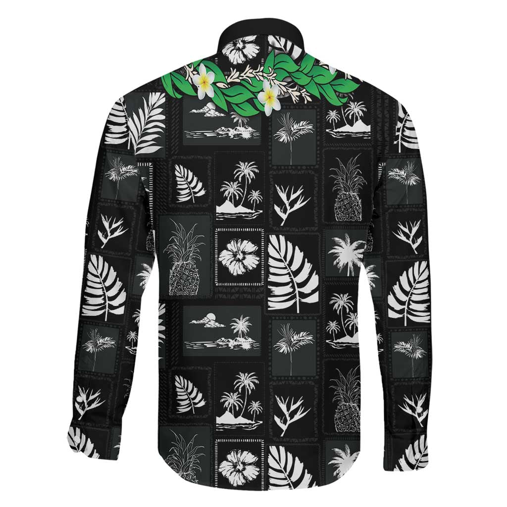 Aloha Hawaii Tuberose Lei Family Matching Off Shoulder Maxi Dress and Hawaiian Shirt Tropical Vibes Black Color LT14 - Polynesian Pride