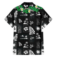 Aloha Hawaii Tuberose Lei Family Matching Puletasi and Hawaiian Shirt Tropical Vibes Black Color LT14 - Polynesian Pride