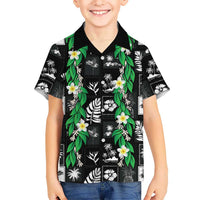 Aloha Hawaii Tuberose Lei Kid Hawaiian Shirt Tropical Vibes Black Color - Polynesian Pride