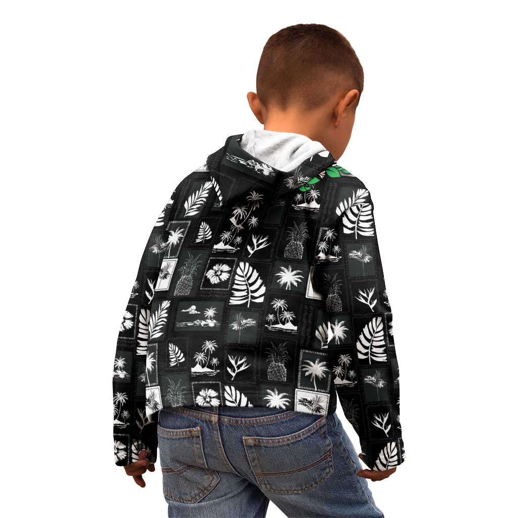 Aloha Hawaii Tuberose Lei Kid Hoodie Tropical Vibes Black Color - Polynesian Pride