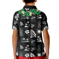 Aloha Hawaii Tuberose Lei Kid Polo Shirt Tropical Vibes Black Color - Polynesian Pride