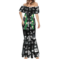 Aloha Hawaii Tuberose Lei Mermaid Dress Tropical Vibes Black Color LT14 - Polynesian Pride