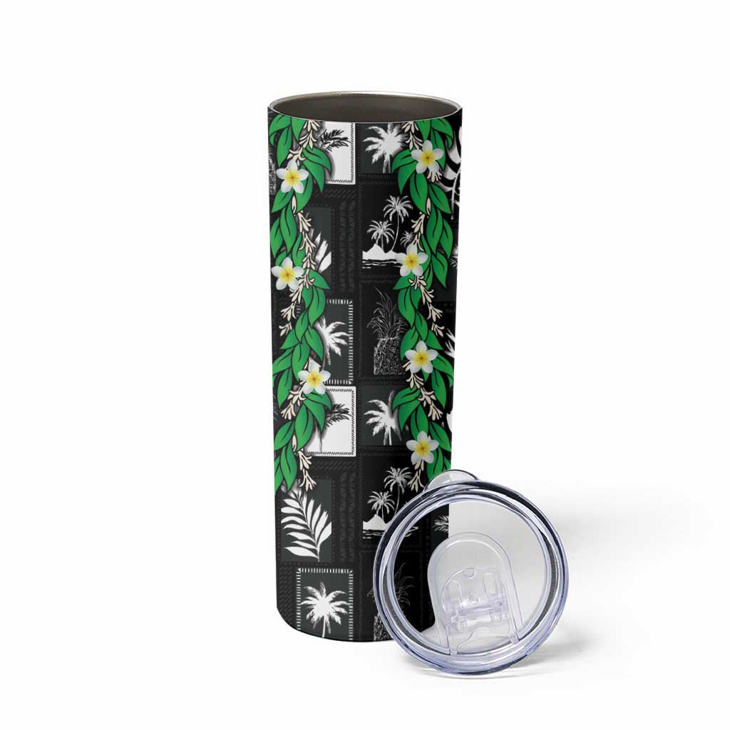 Aloha Hawaii Tuberose Lei Skinny Tumbler Tropical Vibes Black Color LT14 - Polynesian Pride