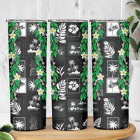 Aloha Hawaii Tuberose Lei Skinny Tumbler Tropical Vibes Black Color LT14 - Polynesian Pride