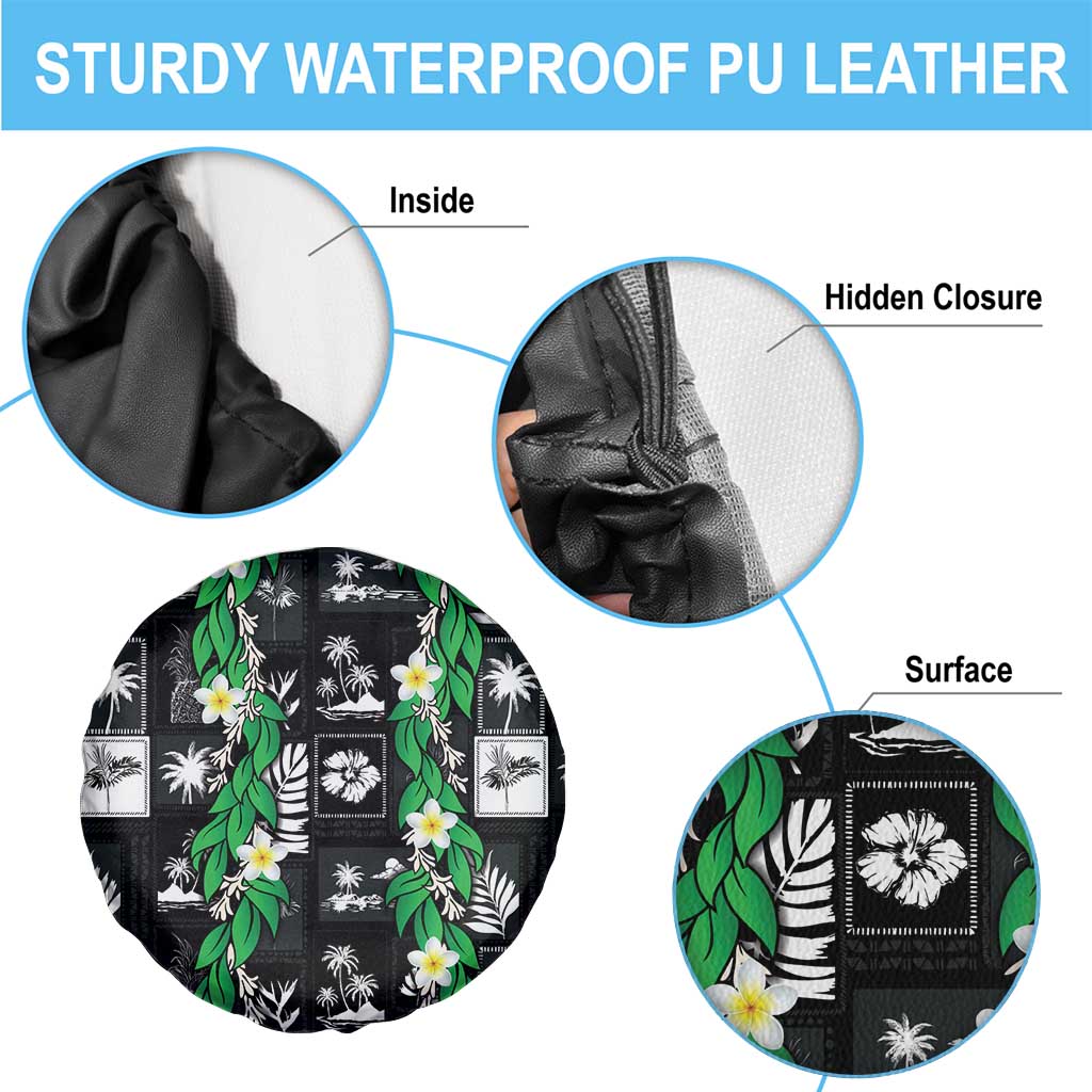 Aloha Hawaii Tuberose Lei Spare Tire Cover Tropical Vibes Black Color - Polynesian Pride