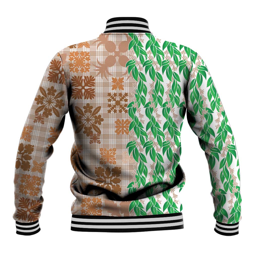 Aloha Hawaii Palaka Tuberose Lei Baseball Jacket Hawaiian Quilt Seamless Style - Polynesian Pride