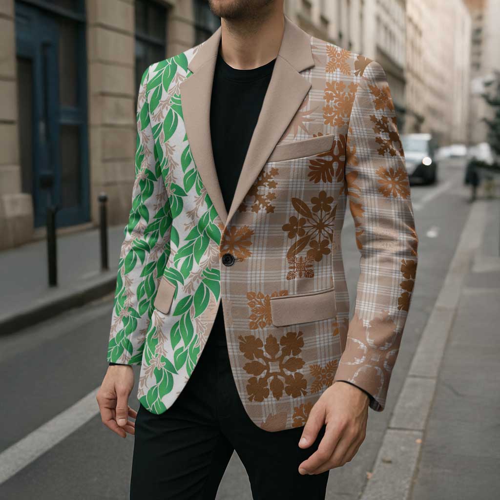 Aloha Hawaii Palaka Tuberose Lei Blazer Hawaiian Quilt Seamless Style - Polynesian Pride