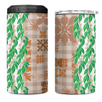 Aloha Hawaii Palaka Tuberose Lei 4 in 1 Can Cooler Tumbler Hawaiian Quilt Seamless Style LT14 One Size: 16 oz Beige - Polynesian Pride