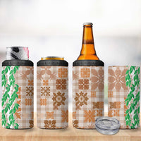 Aloha Hawaii Palaka Tuberose Lei 4 in 1 Can Cooler Tumbler Hawaiian Quilt Seamless Style LT14 - Polynesian Pride