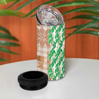 Aloha Hawaii Palaka Tuberose Lei 4 in 1 Can Cooler Tumbler Hawaiian Quilt Seamless Style LT14 - Polynesian Pride