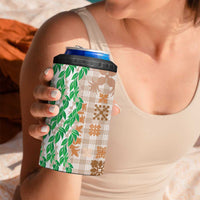 Aloha Hawaii Palaka Tuberose Lei 4 in 1 Can Cooler Tumbler Hawaiian Quilt Seamless Style LT14 - Polynesian Pride