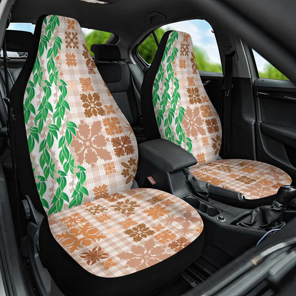 Aloha Hawaii Palaka Tuberose Lei Car Seat Cover Hawaiian Quilt Seamless Style LT14 One Size Beige - Polynesian Pride