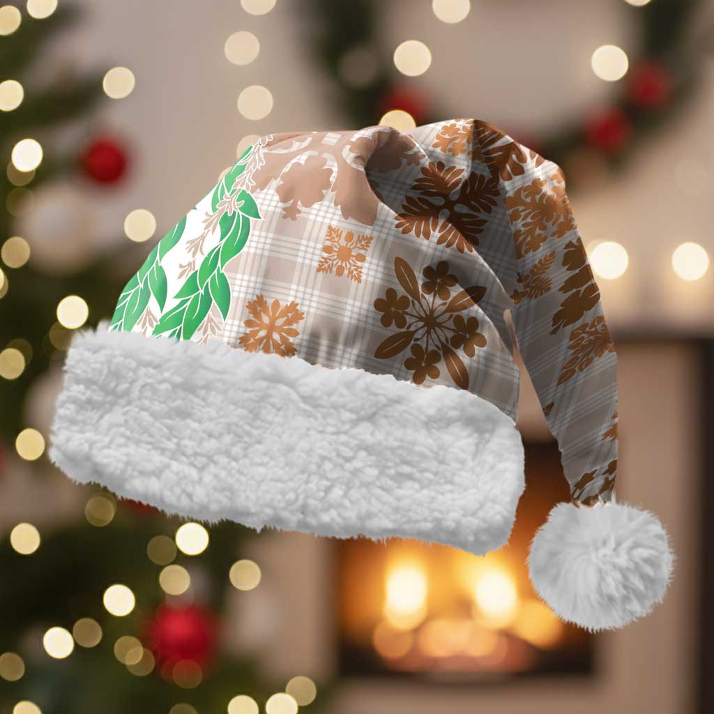 Aloha Hawaii Palaka Tuberose Lei Christmas Santa Hat Hawaiian Quilt Seamless Style - Polynesian Pride