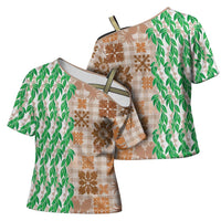 Aloha Hawaii Palaka Tuberose Lei Cross Shoulder Shirt Hawaiian Quilt Seamless Style LT14 - Polynesian Pride
