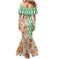 Aloha Hawaii Palaka Tuberose Lei Family Matching Mermaid Dress and Hawaiian Shirt Hawaiian Quilt Seamless Style LT14 - Polynesian Pride