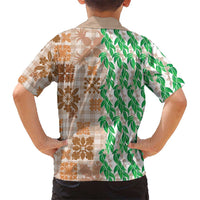Aloha Hawaii Palaka Tuberose Lei Family Matching Off Shoulder Short Dress and Hawaiian Shirt Hawaiian Quilt Seamless Style LT14 - Polynesian Pride